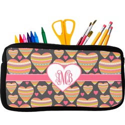 Hearts Neoprene Pencil Case - Small w/ Monogram