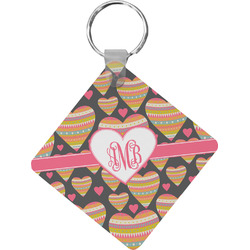Hearts Diamond Plastic Keychain w/ Monogram