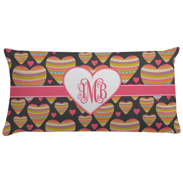 Custom Hearts Pillow Case - King w/ Monograms