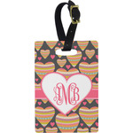 Hearts Plastic Luggage Tag - Rectangular w/ Monogram