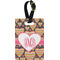 Hearts Plastic Luggage Tag - Rectangular w/ Monogram