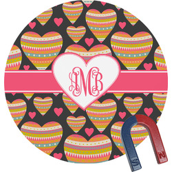 Hearts Round Fridge Magnet (Personalized)