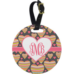 Hearts Plastic Luggage Tag - Round (Personalized)