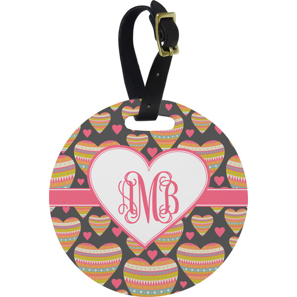Custom Hearts Plastic Luggage Tag - Round (Personalized)