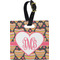 Hearts Plastic Luggage Tag - Square w/ Monogram