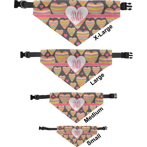 Hearts Pet Bandana Sizes