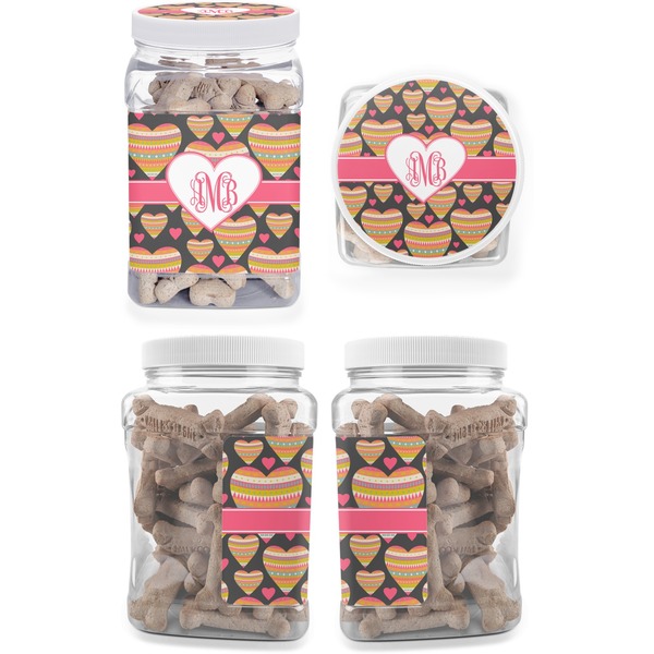 Hearts Pet Treat Jar - Multiple Angles