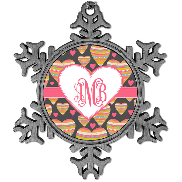Custom Hearts Vintage Snowflake Ornament (Personalized)