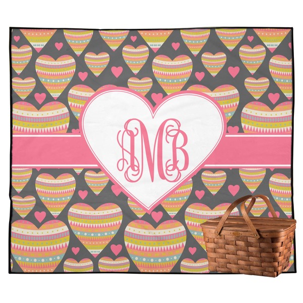 Custom Hearts Outdoor Picnic Blanket (Personalized)