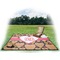 Hearts Picnic Blanket - with Basket Hat and Book - in Use