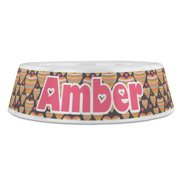 Hearts Plastic Pet Bowls - Large - FRONT