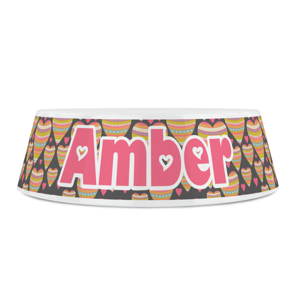 Hearts Plastic Pet Bowls - Small - FRONT