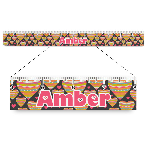 Custom Hearts Plastic Ruler - 12" (Personalized)