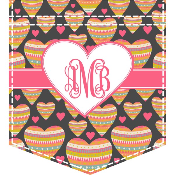 Custom Hearts Iron On Faux Pocket (Personalized)