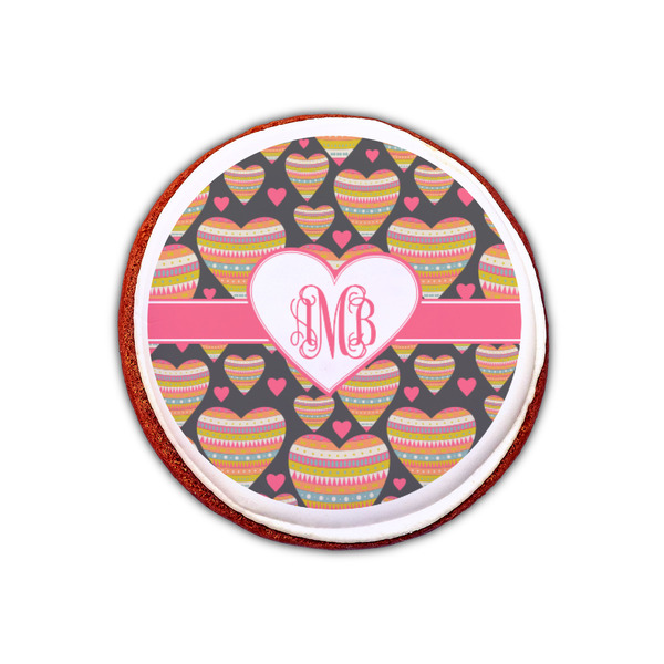 Hearts Printed Icing Circle - XSmall - On Cookie