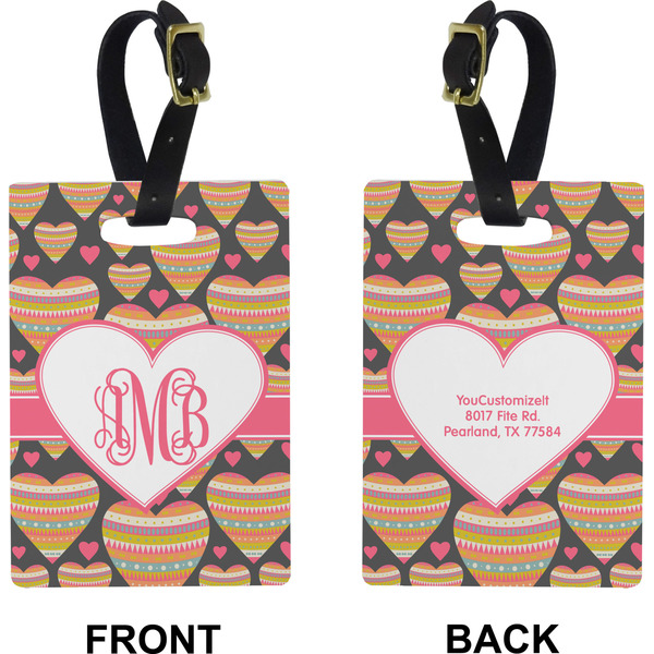 Hearts Rectangle Luggage Tag (Front + Back)