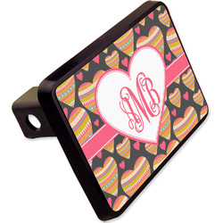 Hearts Rectangular Trailer Hitch Cover - 2" w/ Monogram