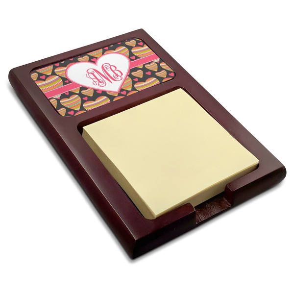 Custom Hearts Red Mahogany Sticky Note Holder (Personalized)