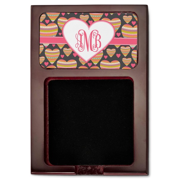 Hearts Red Mahogany Sticky Note Holder - Flat