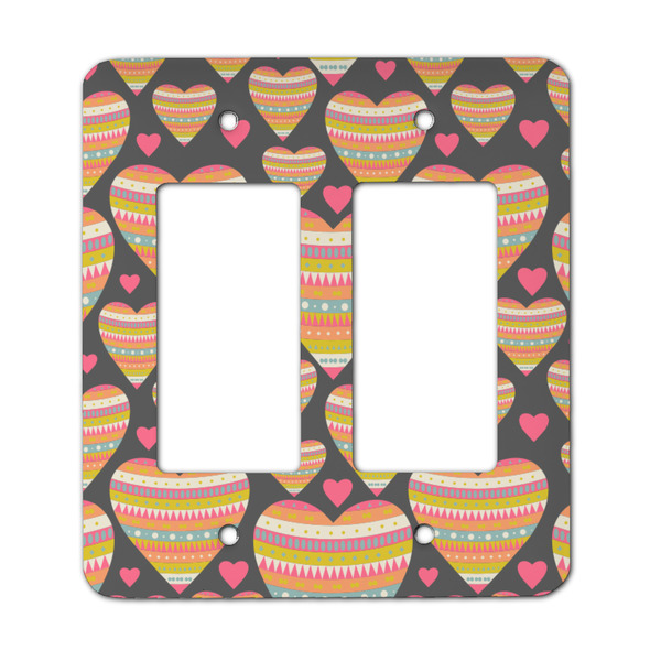 Custom Hearts Rocker Style Light Switch Cover - Two Switch