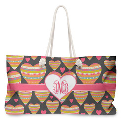 Hearts Large Tote Bag with Rope Handles (Personalized)