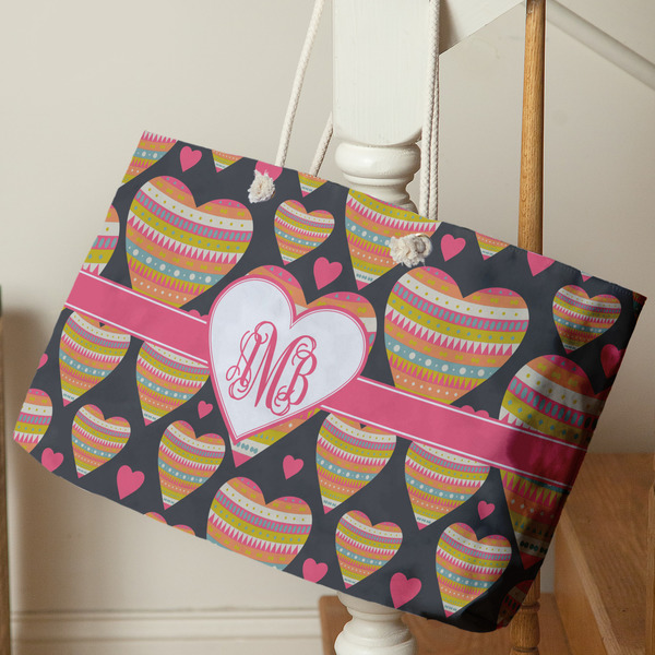 Hearts Large Rope Tote - Life Style