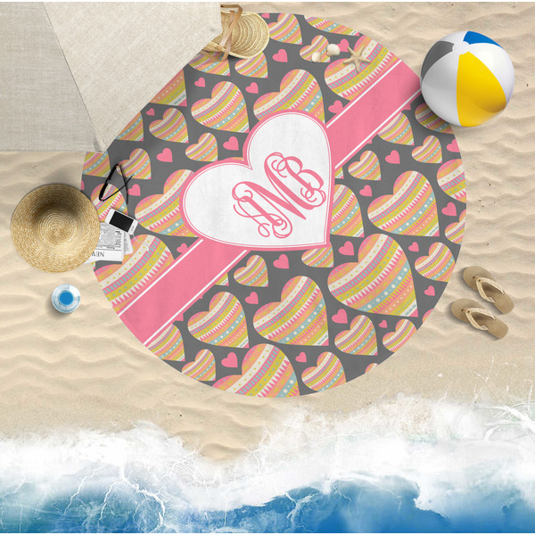 Hearts Round Beach Towel Lifestyle