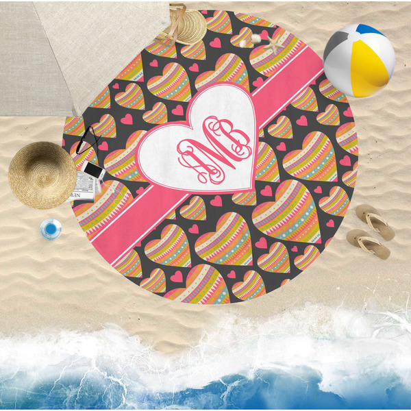 Hearts Round Beach Towel Lifestyle