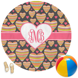 Hearts Round Beach Towel (Personalized)