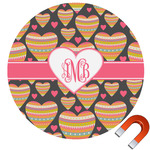 Hearts Round Car Magnet - 6" (Personalized)