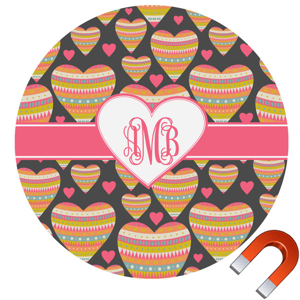 Custom Hearts Round Car Magnet - 6" (Personalized)
