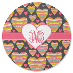 Hearts Round Rubber Backed Coaster (Personalized)