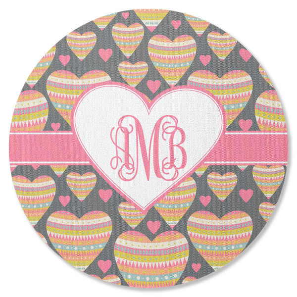 Custom Hearts Round Rubber Backed Coaster (Personalized)