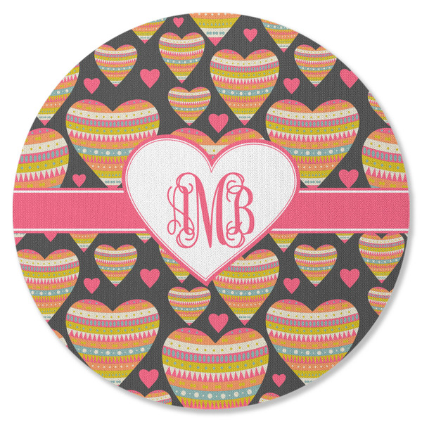 Hearts Round Coaster Rubber Back - Single