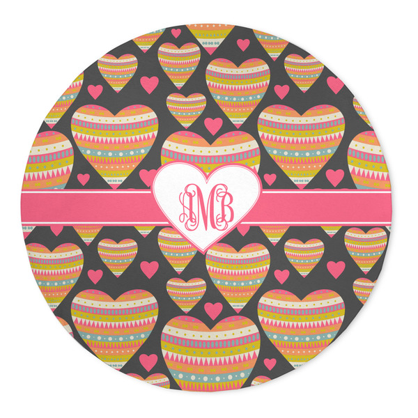 Custom Hearts 5' Round Indoor Area Rug (Personalized)