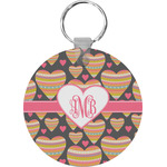 Hearts Round Plastic Keychain (Personalized)