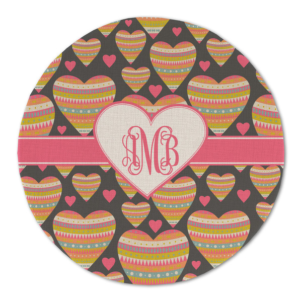 Hearts Round Linen Placemats - FRONT (Double Sided)