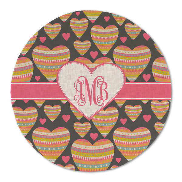 Custom Hearts Round Linen Placemat - Single Sided (Personalized)