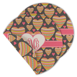 Hearts Round Linen Placemat - Double Sided (Personalized)
