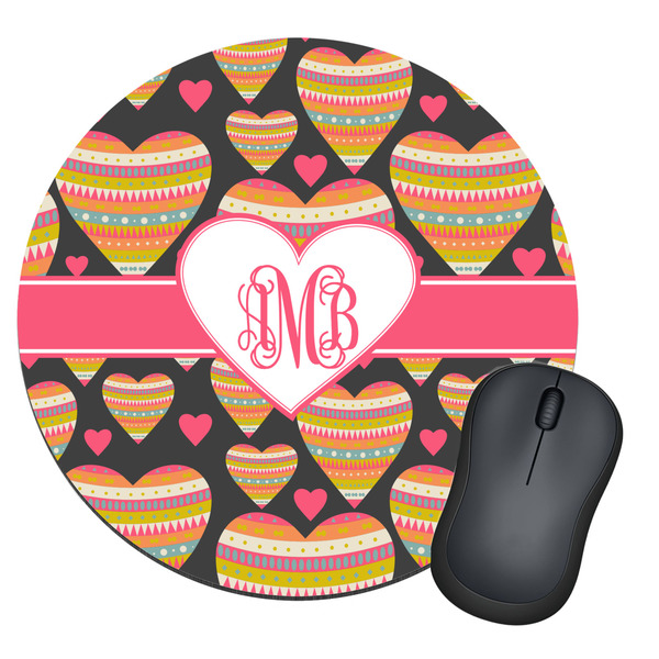 Custom Hearts Round Mouse Pad (Personalized)