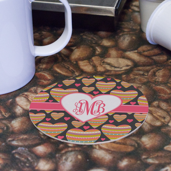 Hearts Round Paper Coaster - Front