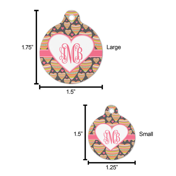 Hearts Round Pet ID Tag - Large - Comparison Scale
