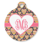 Hearts Round Pet ID Tag - Large (Personalized)