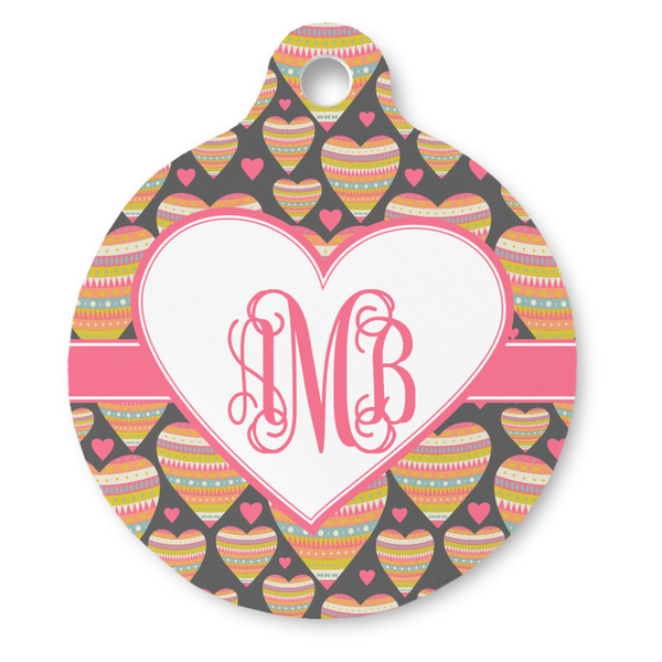 Custom Hearts Round Pet ID Tag - Large (Personalized)