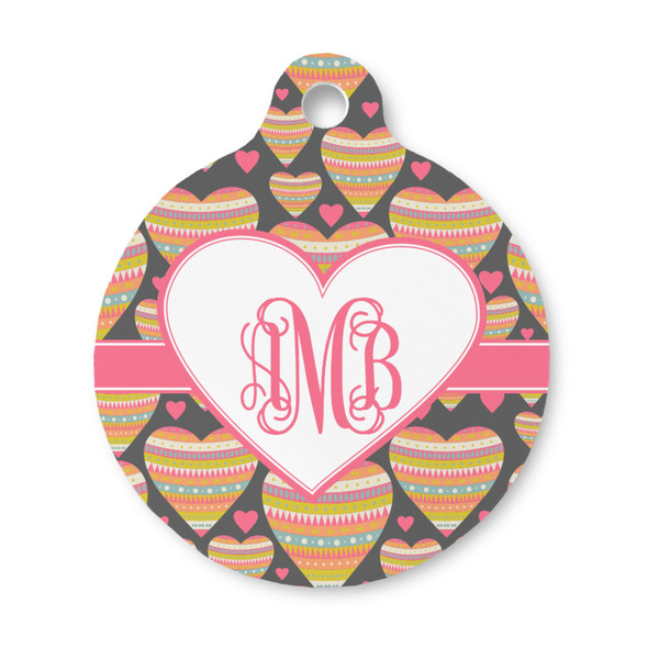 Custom Hearts Round Pet ID Tag - Small (Personalized)