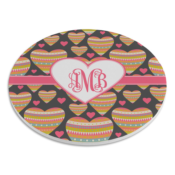 Hearts Round Stone Trivet - Angle View