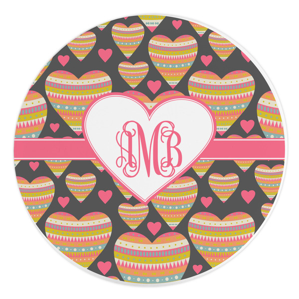 Custom Hearts Round Stone Trivet (Personalized)