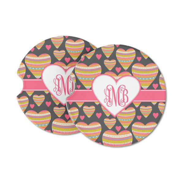 Custom Hearts Sandstone Car Coasters - Set of 2 (Personalized)