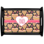 Hearts Black Wooden Tray - Small (Personalized)