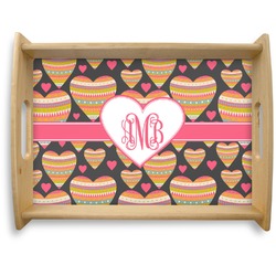 Hearts Natural Wooden Tray - Large (Personalized)
